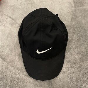 Nike Dri-Fit Black Sports Cap with White Swoosh